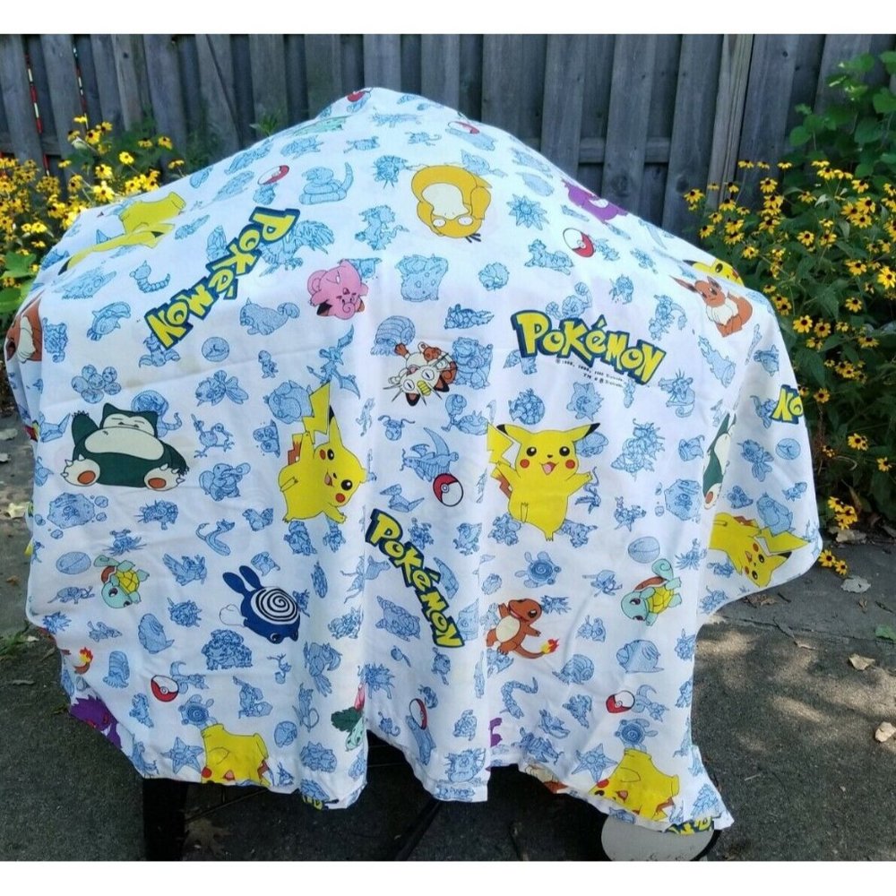 Pokemon Twin Bed Flat Sheet Crafting Material Fabric 1998 Nintendo